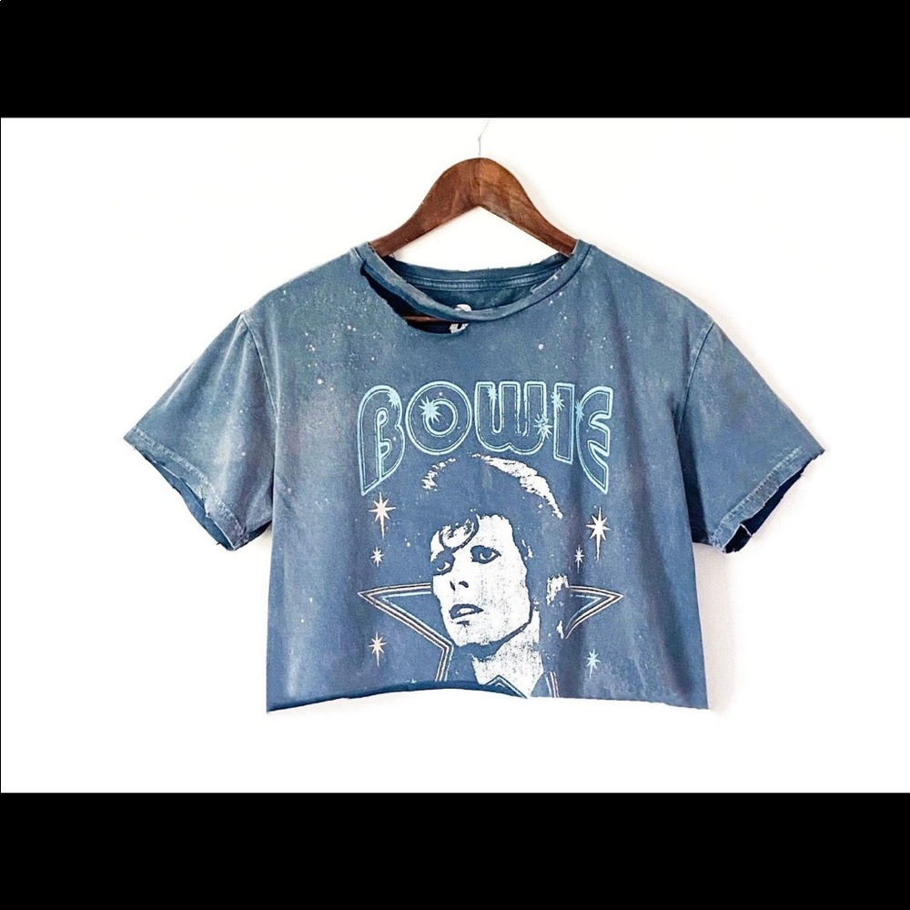 Bowie graphic over size crop tee